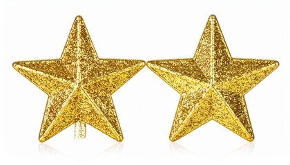 Golden star ornaments shimmer against a reflective surface, evoking festive holiday cheer and a sense of warmth.