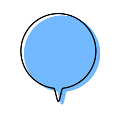 シンプルな線がずれた吹き出し　丸形の下向き