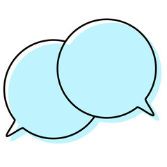 シンプルな線がずれた吹き出し　重なる会話