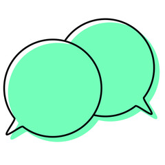 シンプルな線がずれた吹き出し　重なる会話