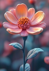 Fototapeta premium Peach flower, stylized, garden, sunset, digital art, phone wallpaper