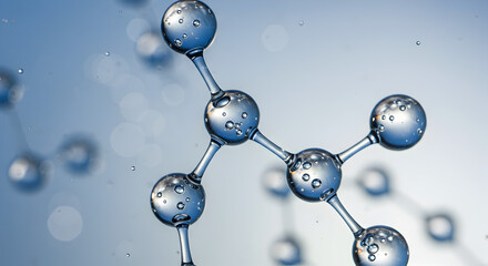 Detailed Molecular Structure on Soft Blue Gradient Backdrop Scientific Visualization
