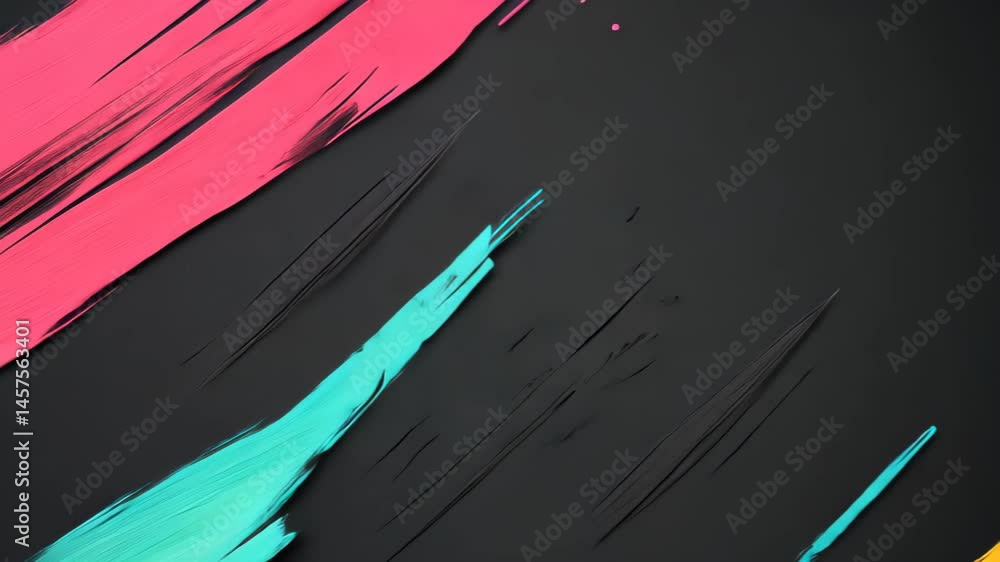 Poster abstract strokes: a dynamic composition of expressive brushstrokes, blending vibrant hues against a 