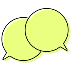 シンプルな線がずれた吹き出し　重なる会話