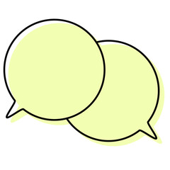 シンプルな線がずれた吹き出し　重なる会話