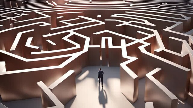 Businessperson in a complex maze