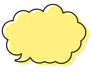 シンプルな線がずれた吹き出し　丸みのある雲形