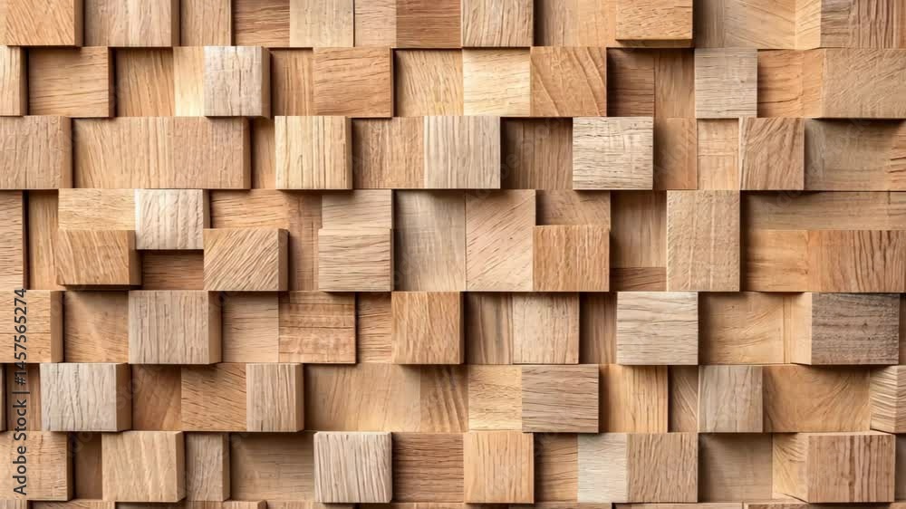 Poster wooden blocks texture: intricate design with repeating wooden blocks creates a captivating pattern o