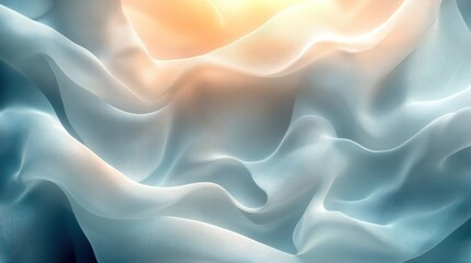 Obraz premium Soft blue fabric drapes, sunlit, textured background, textile design