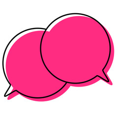 シンプルな線がずれた吹き出し　重なる会話