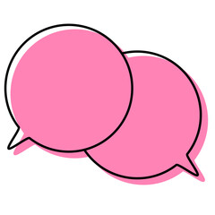 シンプルな線がずれた吹き出し　重なる会話