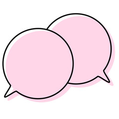 シンプルな線がずれた吹き出し　重なる会話