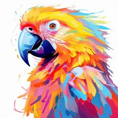 Obraz premium This vibrant parrot with pastel hues captures the eye against a sleek, white backdrop, highlighting its unique beauty.