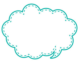シンプルなカラー線の吹き出し　丸みのある雲形