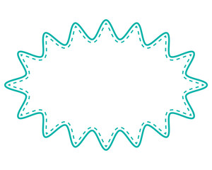 シンプルなカラー線の吹き出し　細長い丸みのあるギザギザした形