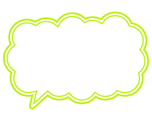 シンプルなカラー線の吹き出し　細長い雲形