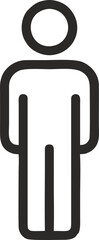 Person Silhouette Icon – Simple Black Line Male Figure for User Profile UI/UX, Infographics, and Accessibility Symbols on Transparent Background