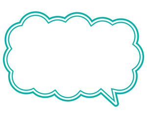 シンプルなカラー線の吹き出し　細長い雲形