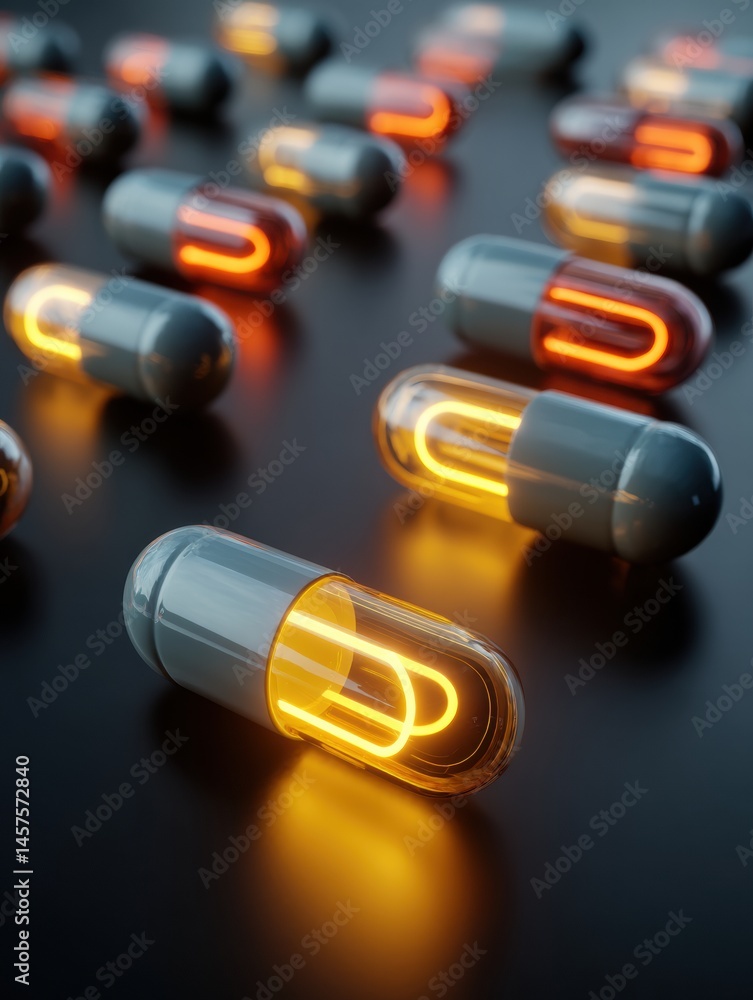 Poster Transformation of Pills Into a Glowing Health Icon Illustrating Wellness and Vitality Through Time-Lapse Visuals Generative AI