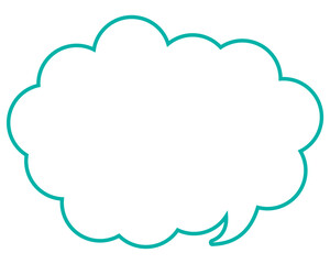 シンプルなカラー線の吹き出し　丸みのある雲形