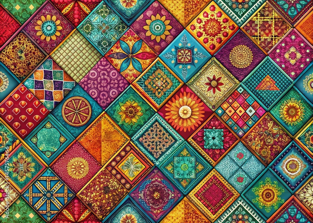 Poster abstract dashed line patchwork art: high-resolution stock photo