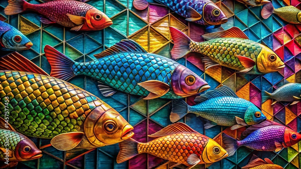 Poster abstract fish art texture: unique architectural background for design projects