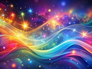 Fototapeta premium Abstract Glowing Wavy Design with Bokeh Stars - Stock Photo