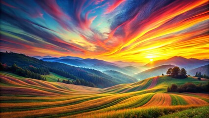 Abstract Hand-Drawn Landscape Background - Artistic Nature Scenery