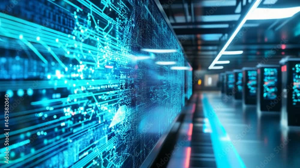 Poster digital data streams: a futuristic server room visualization