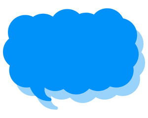 シンプルなカラーの吹き出し　細長い雲形