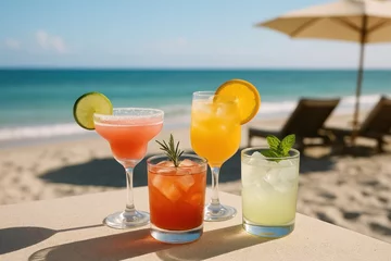 Fotobehang Colorful cocktails by beachside. © Rawpixel.com