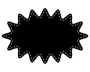 シンプルなカラーの吹き出し　細長い丸みのあるギザギザした形