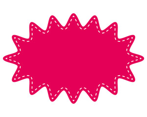 シンプルなカラーの吹き出し　細長い丸みのあるギザギザした形