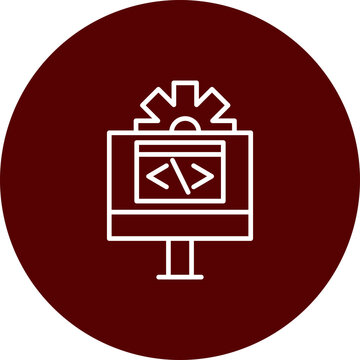 Programming Language Vector Line Brown Circle Icon Design