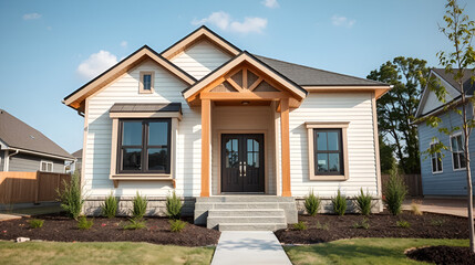 Up close photo of a newly built house