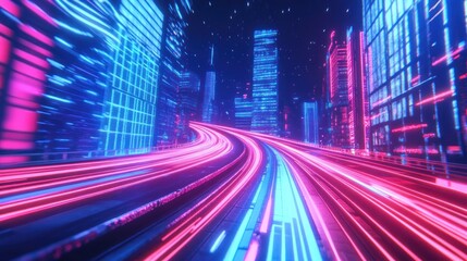 Obraz premium Neon City Expressway