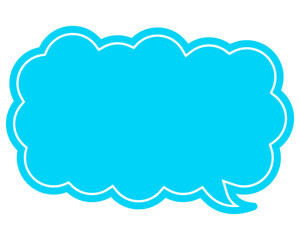 シンプルなカラーの吹き出し　細長い雲形