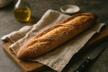 Fresh artisan baguette bread