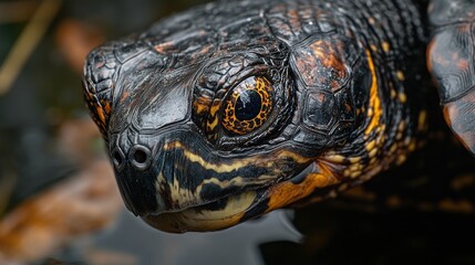 Close-up of a Black Turtle's Head