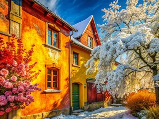 Fototapeta premium Abstract Seasonal Textures: Thick Paint Architectural Photography