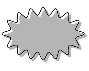 シンプルな線がずれた吹き出し　細長い丸みのあるギザギザした形