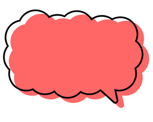 シンプルな線がずれた吹き出し　細長い雲形