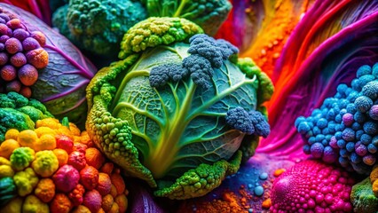 Fototapeta premium Abstract Vegetable Textures: Vibrant Spray Paint Macro Photography