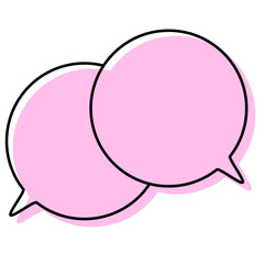 シンプルな線がずれた吹き出し　重なる会話