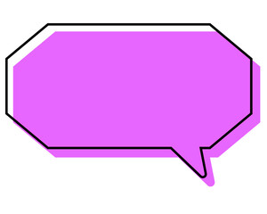 シンプルな線がずれた吹き出し　細長い八角形