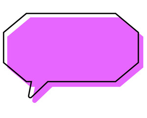 シンプルな線がずれた吹き出し　細長い八角形