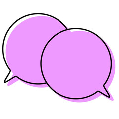 シンプルな線がずれた吹き出し　重なる会話