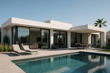 Fototapeta premium Modern luxury home with pool.