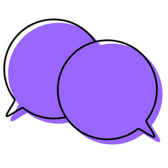 シンプルな線がずれた吹き出し　重なる会話