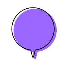 Fototapeta premium シンプルな線がずれた吹き出し 丸形の下向き